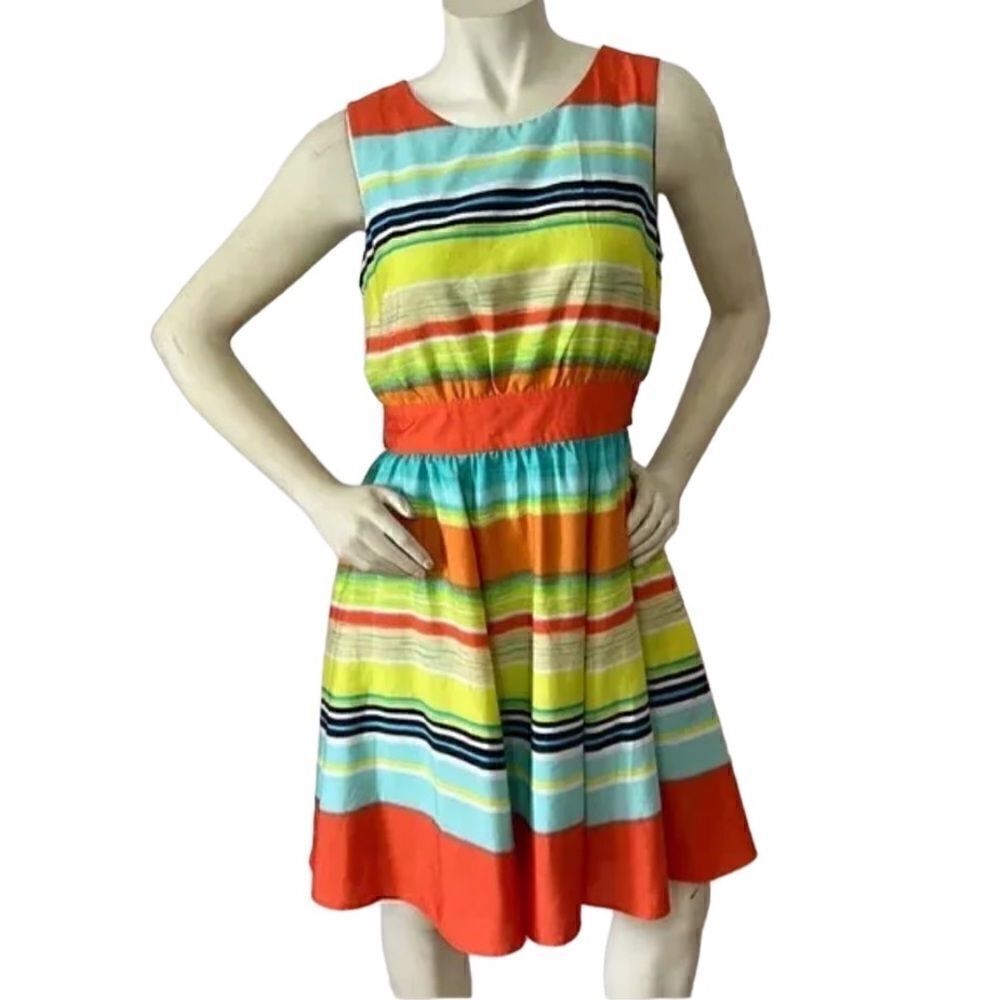 J. Taylor Sleeveless Striped Dress Knee Length Fit and Flare Women's Size 4
